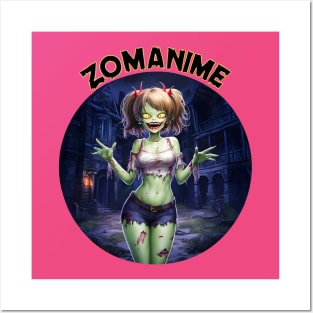 Zombie Anime girl, ZOMANIME cute monster kawaii anime tee Posters and Art